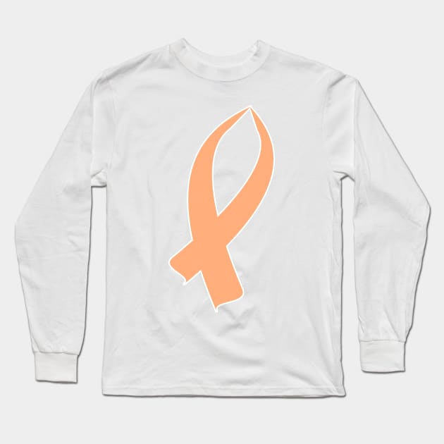 Awareness Ribbon (Peach) Long Sleeve T-Shirt by BlakCircleGirl